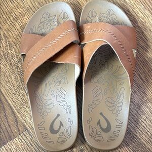 OluKai Brown Sandals Comfortable Cross-Strap Design